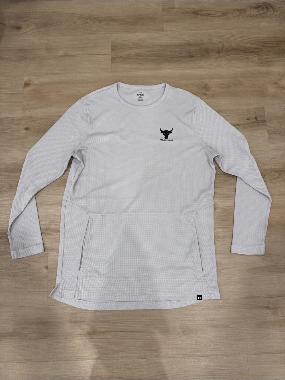 Under Armour Project Rock Men Large Long Sleeve waffle Kangaroo Pocket Shirt